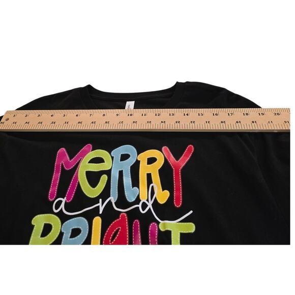 Women’s XL Bella Canvas Merry Bright Long Sleeve Graphic Christmas Tee Shirt - Picture 11 of 16